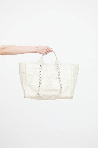 Chanel White Glazed Deauville Shopper Bag