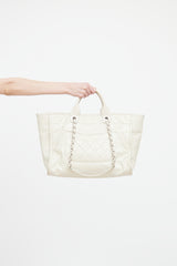 Chanel White Glazed Deauville Shopper Bag