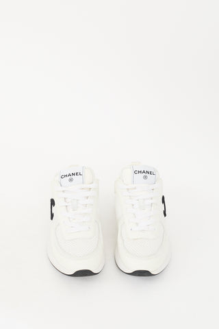 Chanel White Leather & Mesh CC Sneaker