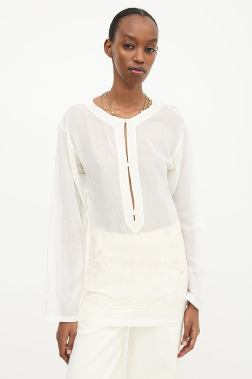 Chanel SS 2007 CC Camelia Eyelet Top
