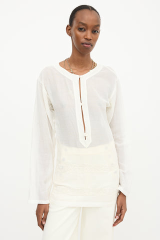 Chanel SS 2007 CC Camelia Eyelet Top