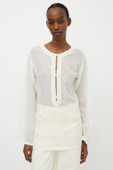 Chanel SS 2007 CC Camelia Eyelet Top