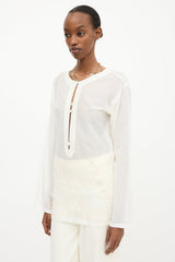 Chanel SS 2007 CC Camelia Eyelet Top