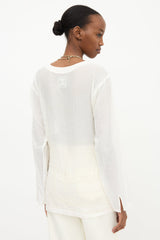 Chanel SS 2007 CC Camelia Eyelet Top