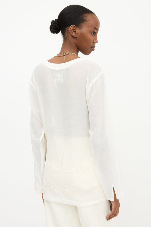 Chanel SS 2007 CC Camelia Eyelet Top