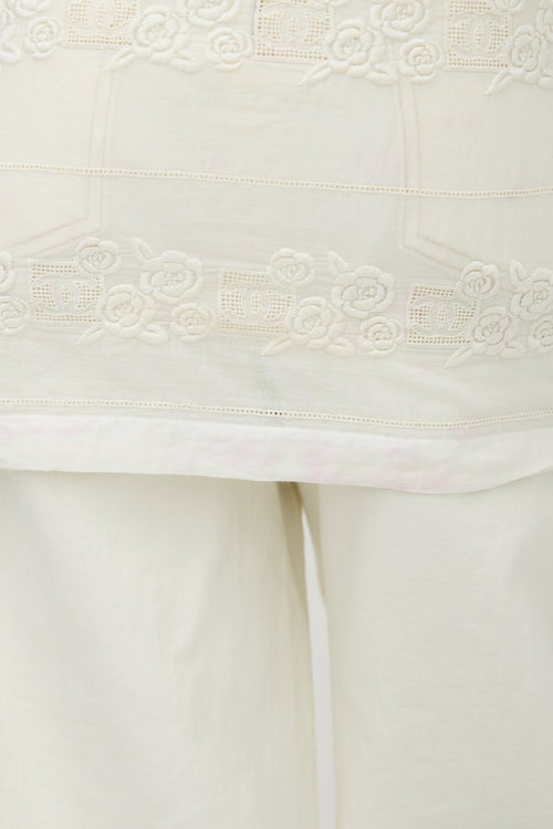 Chanel SS 2007 CC Camelia Eyelet Top