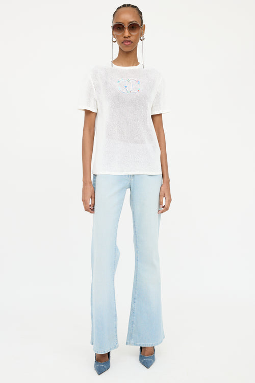 Chanel White & Multi Colour S/S 2019 Embroidered Top