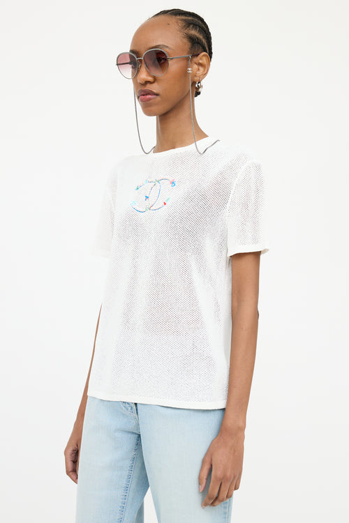 Chanel White & Multi Colour S/S 2019 Embroidered Top