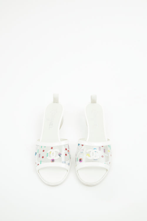 Chanel White Multi Colour PVC Sandal Mule