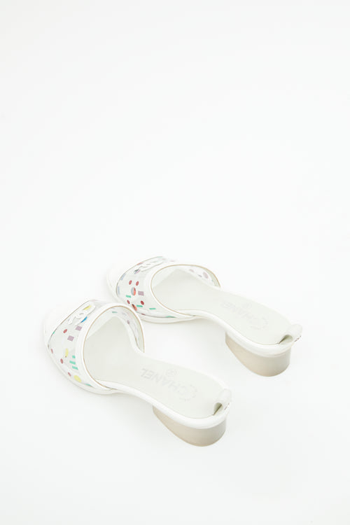 Chanel White Multi Colour PVC Sandal Mule