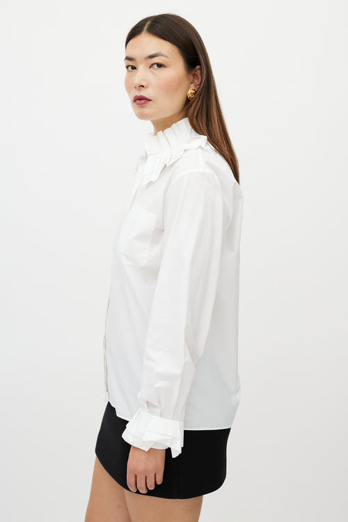 Chanel White Ruffled Shirt