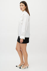Chanel White Ruffled Shirt