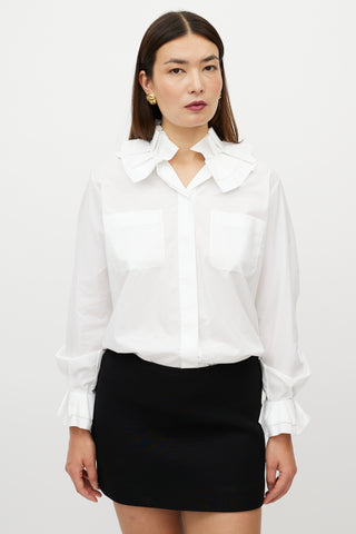Chanel White Ruffled Shirt