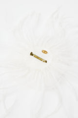 Chanel White Silk & Feather Camellia Brooch