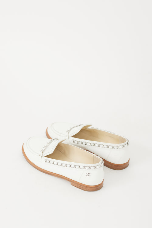 Chanel Cruise 2010 White Patent Chain CC Loafer