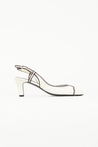 Chanel White & Black Slingback Heel