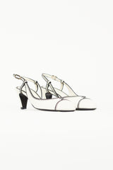 Chanel White & Black Slingback Heel