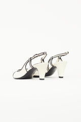 Chanel White & Black Slingback Heel
