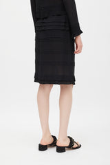 Chanel Winter 2003 Black Silk Pleated Tiered Skirt