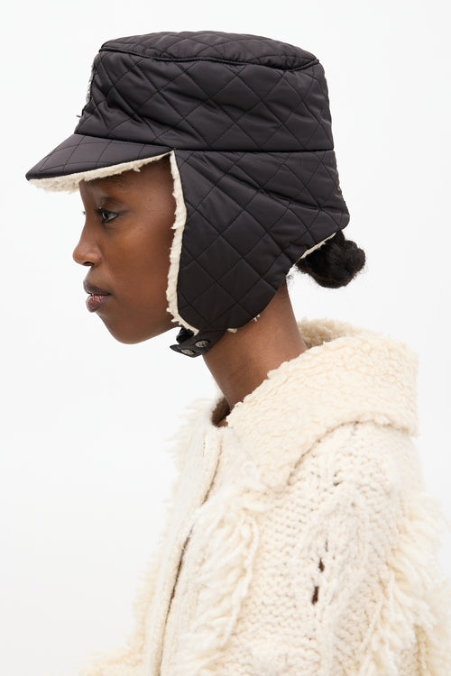 Chanel Winter 2018 Black Puffer & Shearling Trapper Hat