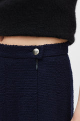 Chanel Winter 1997 Navy Tweed Pleated Skirt