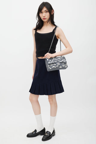 Chanel Winter 1997 Navy Tweed Pleated Skirt