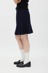 Chanel Winter 1997 Navy Tweed Pleated Skirt
