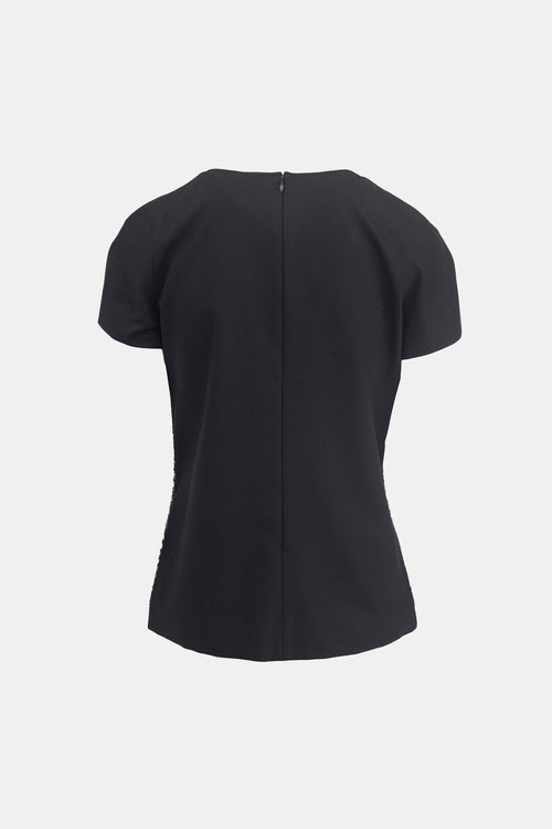 Chanel Black & White Wool Herringbone Boucle Top