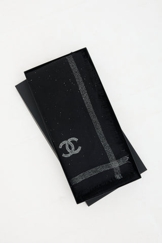 Chanel Wool Metallic CC Scarf