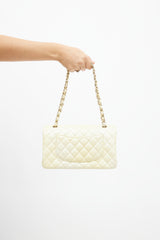 Chanel Yellow Iridescent Medium Double Flap Shoulder Bag