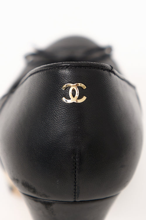 Chanel 2014 Black Leather Quilted Platform Pump