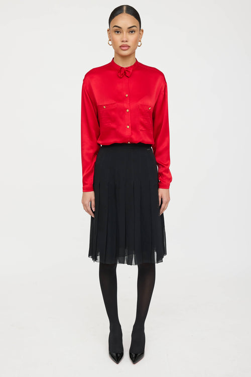 Chanel 2002 Silk Pleated Skirt