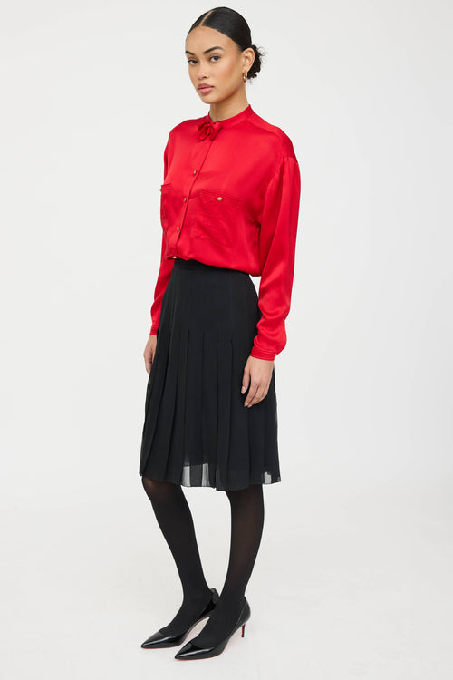 Chanel 2005 Silk Pleated Skirt