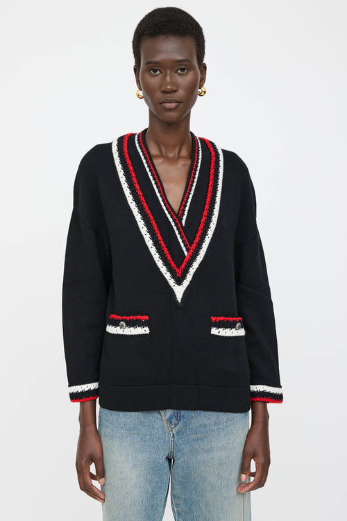 Chanel 19B Cashmere Striped Sweater