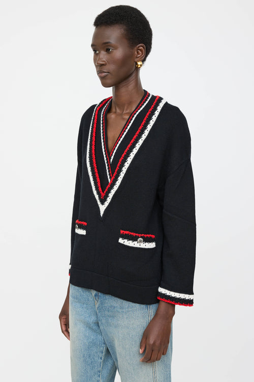 Chanel 19B Cashmere Striped Sweater