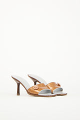 Chanel Vintage Bronze & Grey Leather Heeled Mule