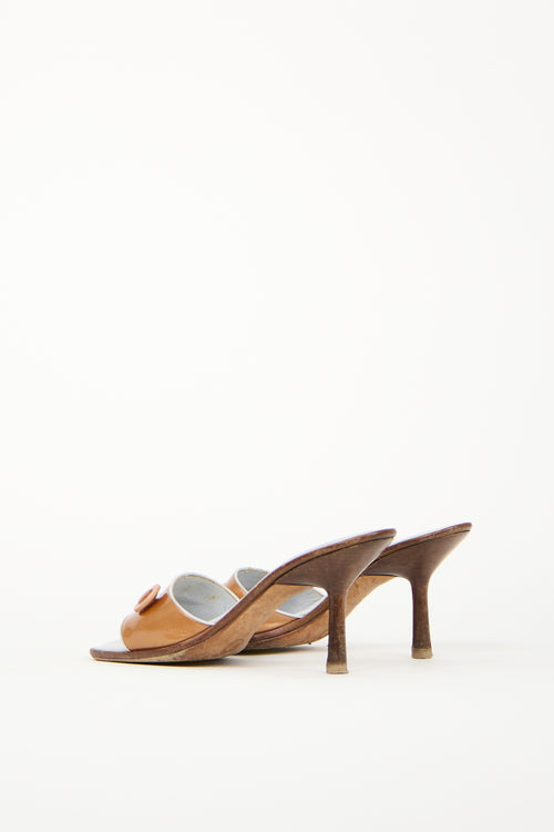 Chanel Vintage Bronze & Grey Leather Heeled Mule