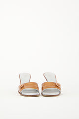 Chanel Vintage Bronze & Grey Leather Heeled Mule