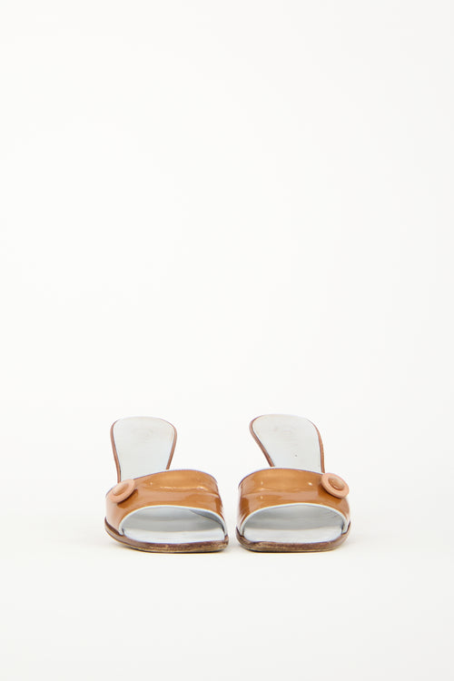 Chanel Vintage Bronze & Grey Leather Heeled Mule