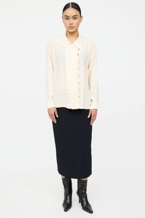 Chanel Quilted Button Up Top