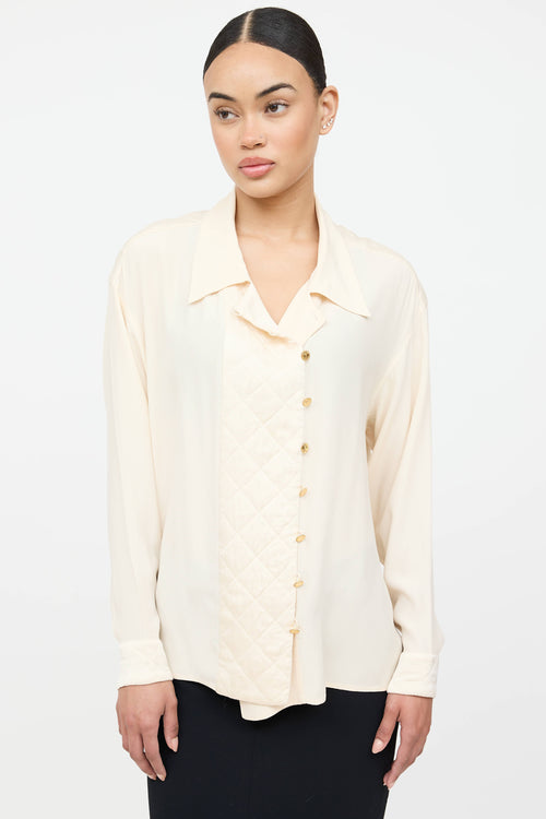 Chanel Quilted Button Up Top