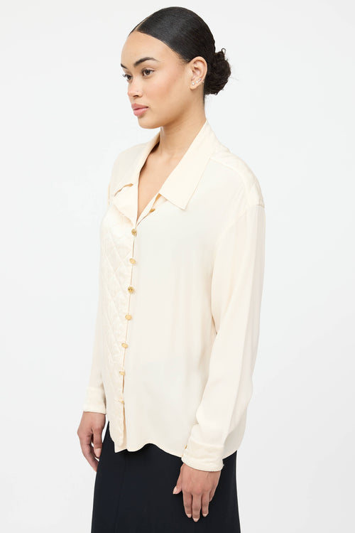 Chanel Quilted Button Up Top