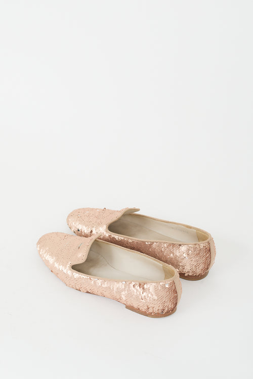 Chanel Pink Sequin CC logo Loafer