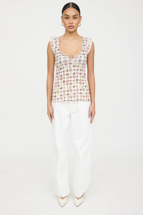 Chanel 2007 Ruffle Valentine Top