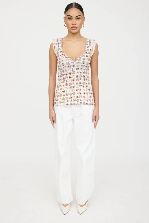 Chanel 2007 Ruffle Valentine Top