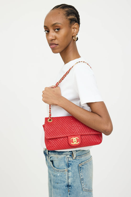 Chanel 2015 Leather Chevron Surpique Bag