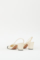 Chanel Cream Leather & Black CC Slingback Pump