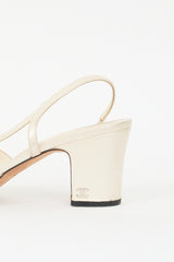 Chanel Cream Leather & Black CC Slingback Pump