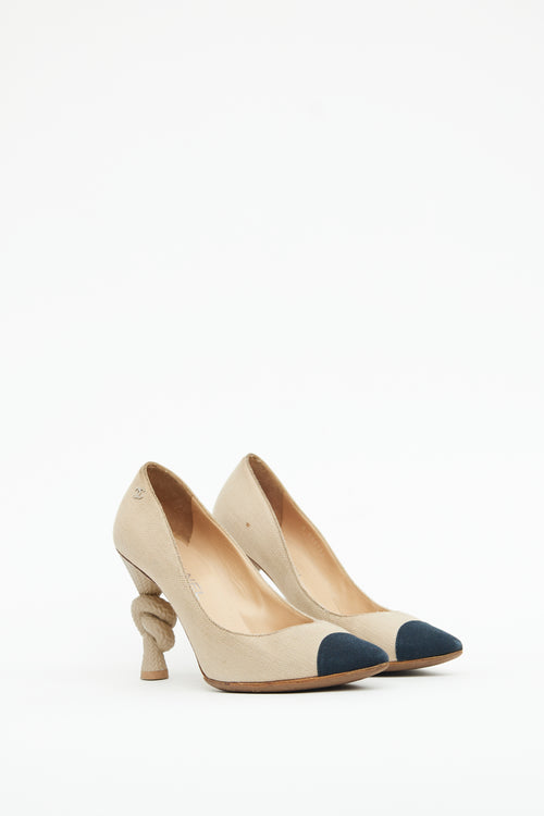 Chanel Beige & Black Knotted Rope Pump