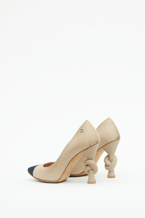 Chanel Beige & Black Knotted Rope Pump